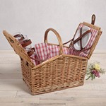 Piccadilly Picnic Basket, (Red White Plaid)